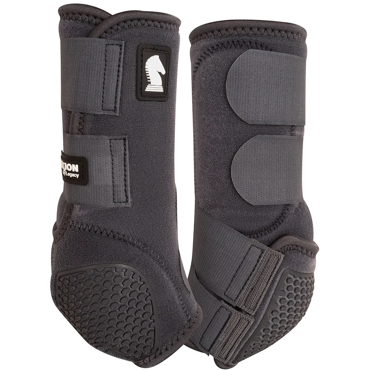 Contemporary Classic Equine Flexion by Legacy2 Front Support Boots – Charcoal Large Fast