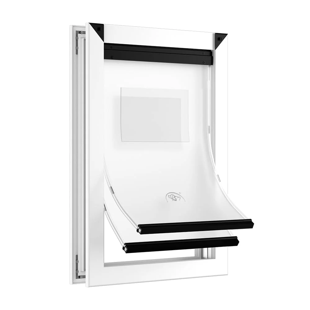 Elegant MAVRICPOWER Aluminum Large Dog Door for Doors with 2 Sliding Lock Panels — Fits 1 3 8 inch to 2 1 8 inch Thick Professional