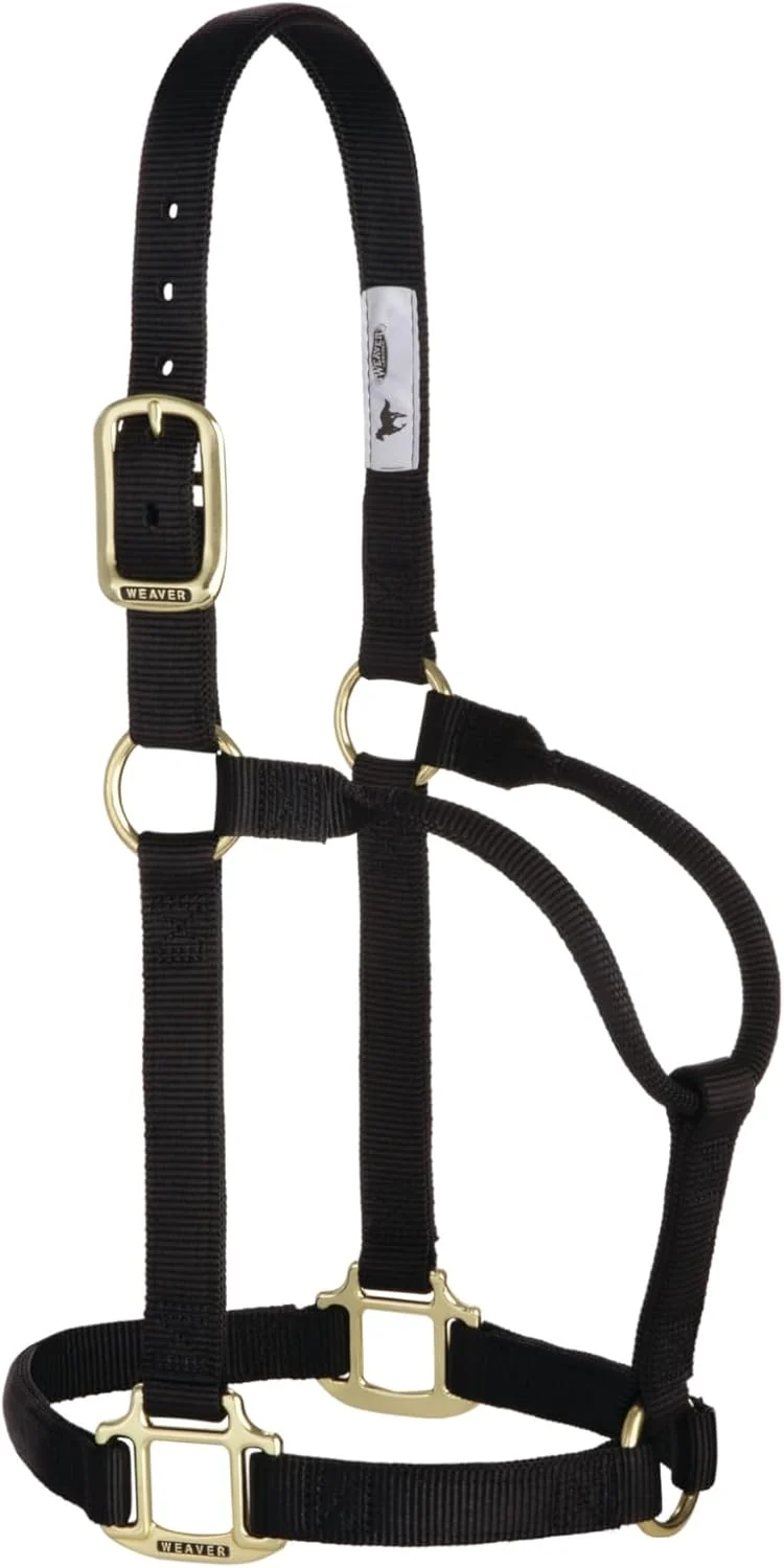 Consistent Weaver Equine Nylon Horse Halter Triple-Ply Cheek Design Non Adjustable Halters for Horses Equine Tack Average Size Black Elite