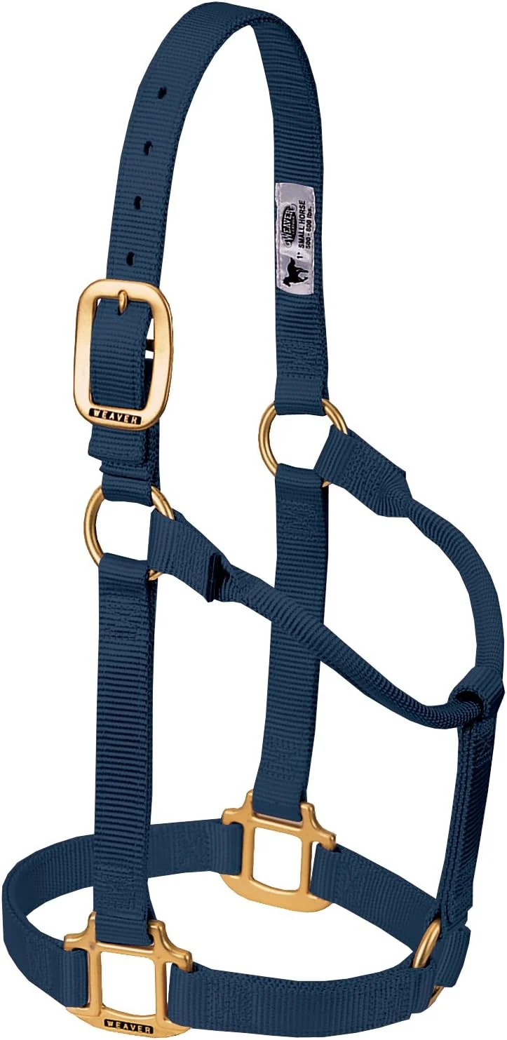 Reusable Weaver Equine Nylon Horse Halter Triple-Ply Cheek Design Non Adjustable Halters for Horses Equine Tack Average Size Black Fast
