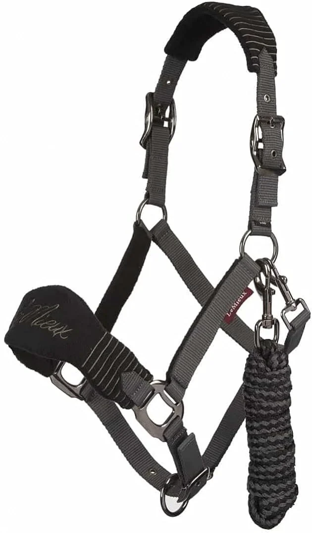Premium LeMieux Vogue Fleece Headcollar - Halter Leadrope - Extra Padding Adjustable at Curb and Poll Strap Verified