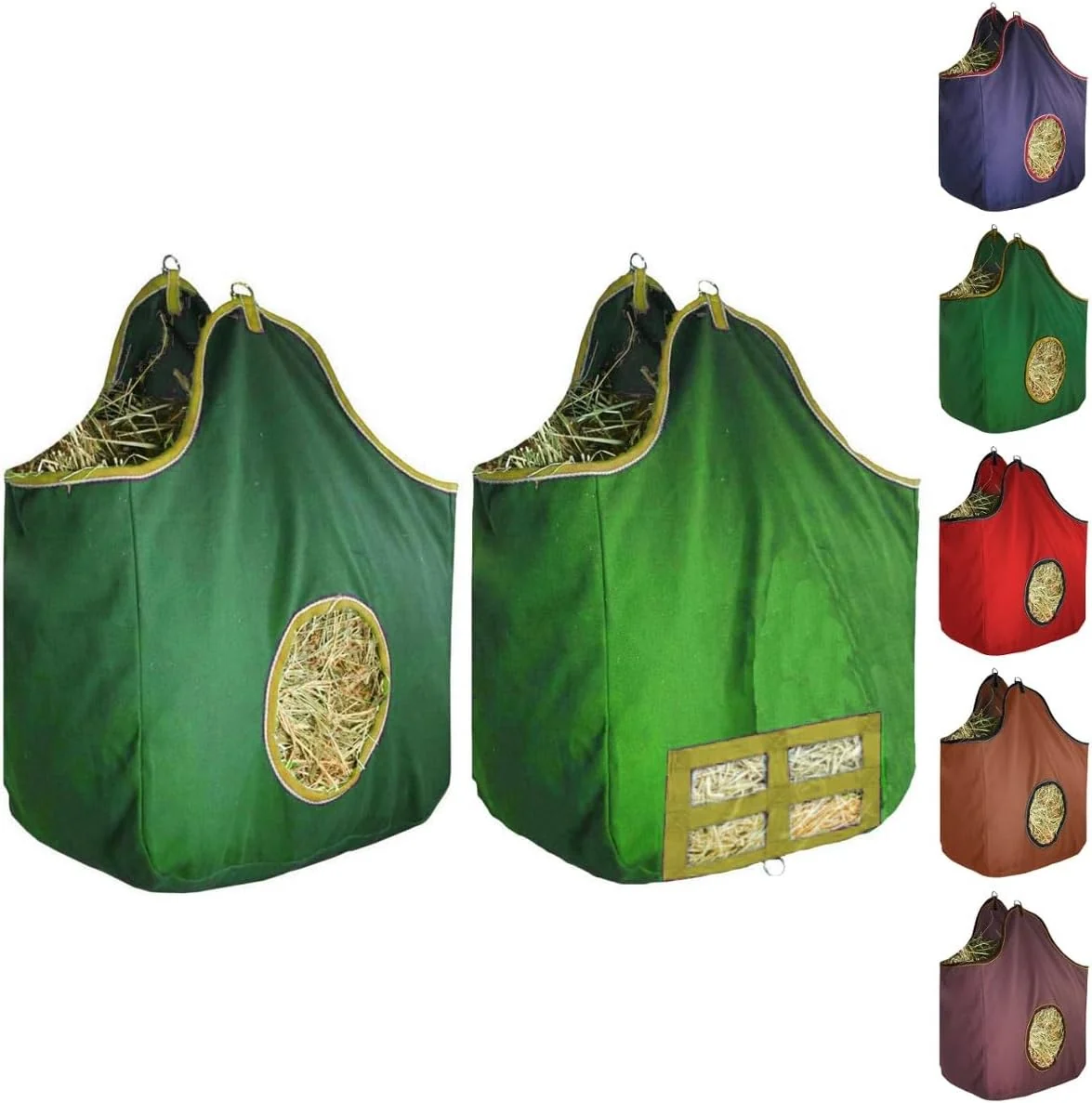 First-Class Derby s Large 24 OZ Canvas Horse Hay Bag 2 Sided Combo Design X Wide Gusset and 6 Month Warranty High-Performance