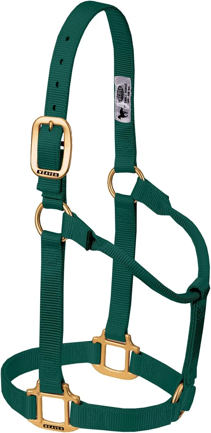 Stylish Weaver Equine Nylon Horse Halter Triple-Ply Cheek Design Non Adjustable Halters for Horses Equine Tack Average Size Black Easy-to-Use