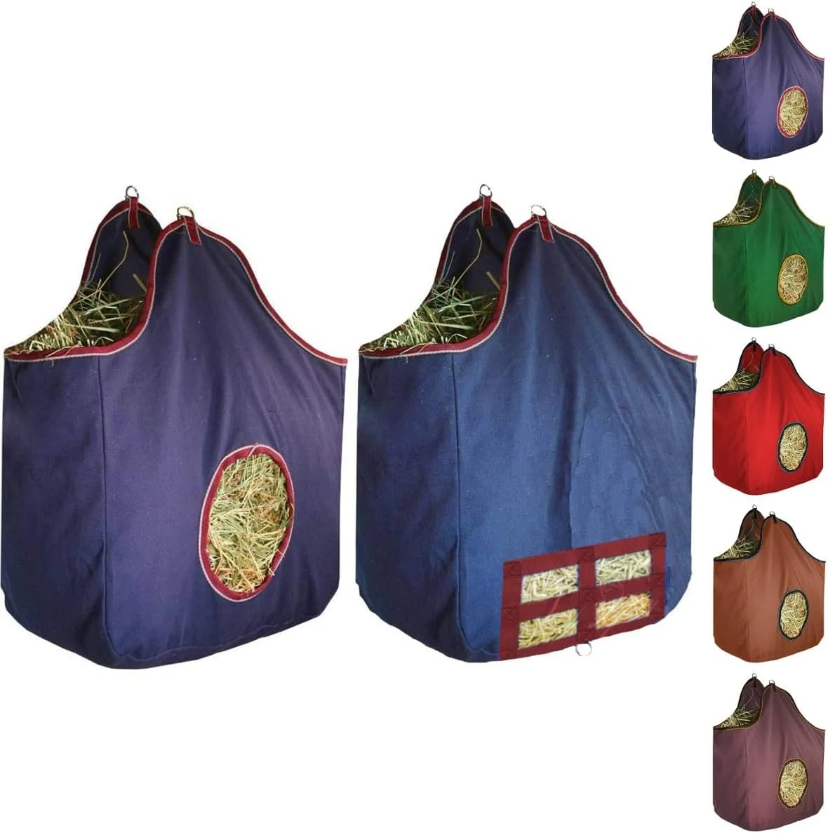 High-End Derby s Large 24 OZ Canvas Horse Hay Bag 2 Sided Combo Design X Wide Gusset and 6 Month Warranty Durable