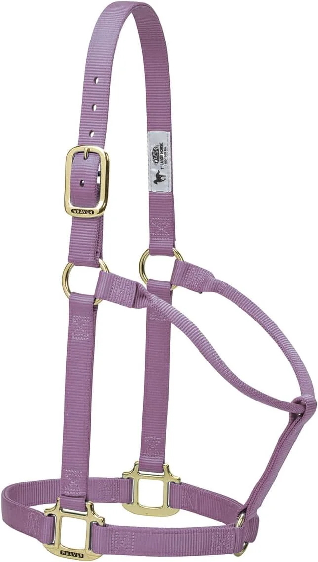 Reusable Weaver Equine Nylon Horse Halter Triple-Ply Cheek Design Non Adjustable Halters for Horses Equine Tack Average Size Black Natural