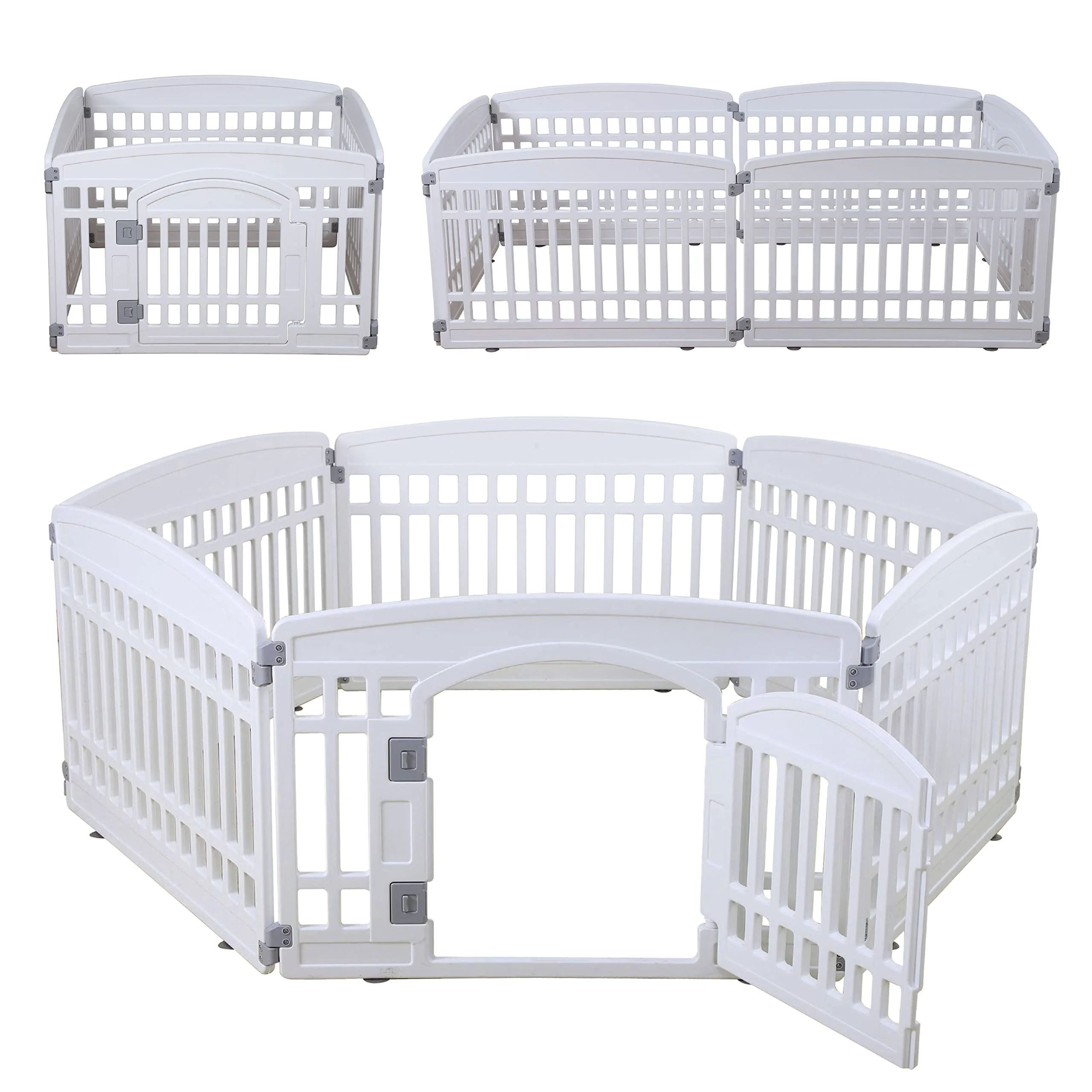 Easy-to-Use Gupamiga Pet Playpen for Dogs – 6-Panel Heavy Plastic Indoor Outdoor Puppy Fence White Unique
