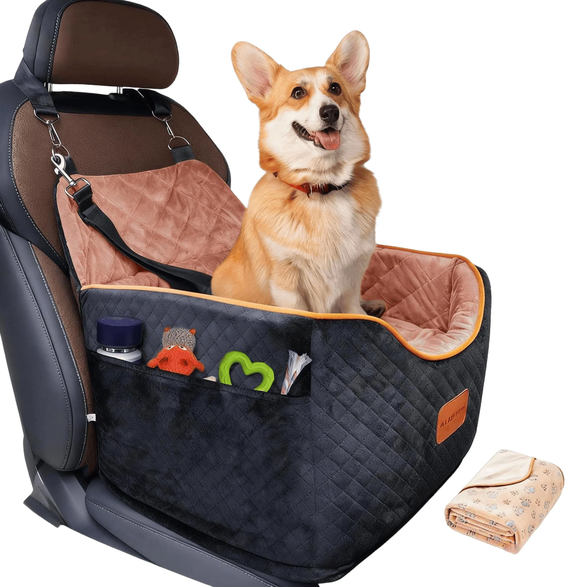 Effective AlfaTok Memory Foam Booster Dog Car Seat – d View Washable Cover Anti-Slip Up to 35 lbs Advanced