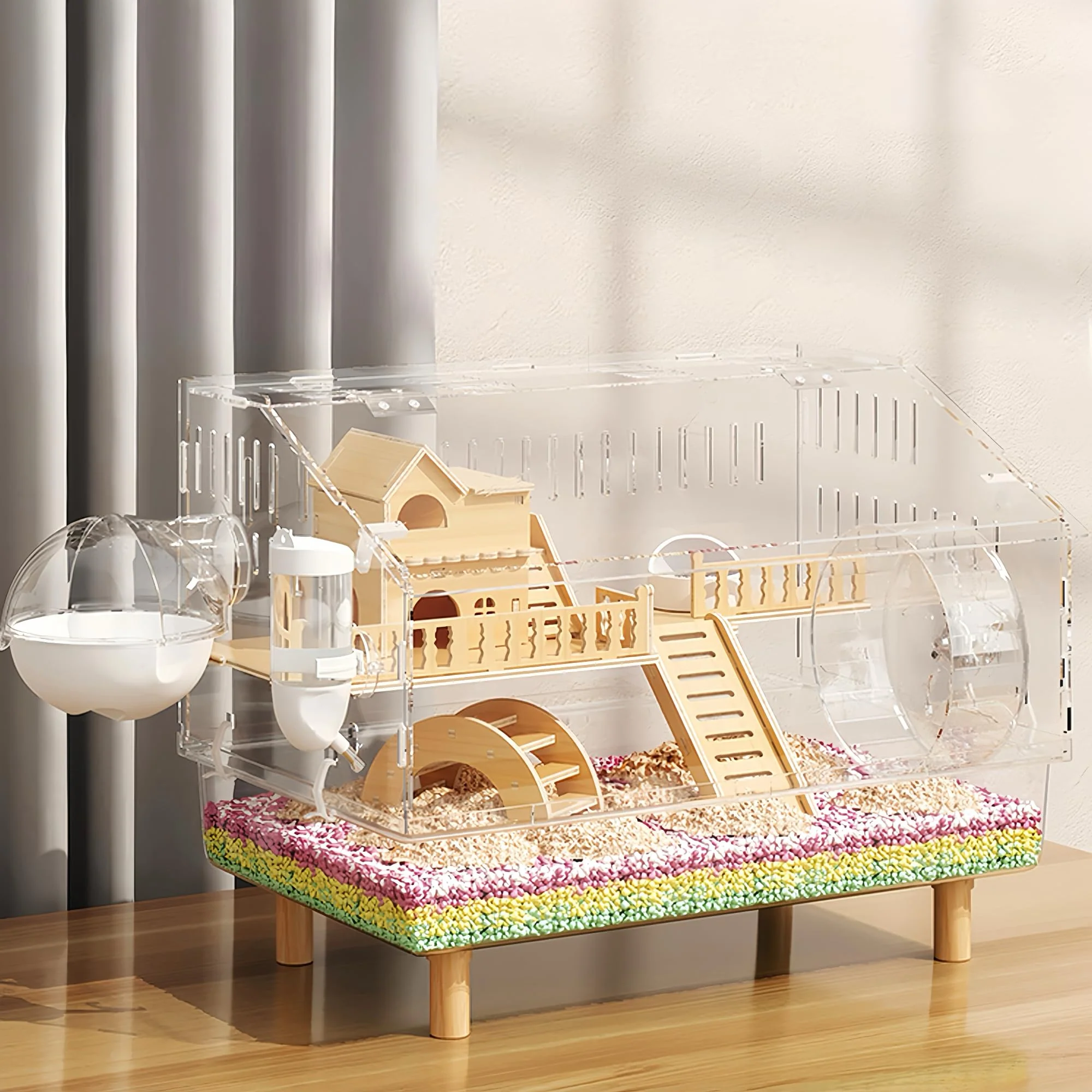 Responsible Ecleng 8-in-1 Acrylic Hamster Cage with All Accessories – Transparent Viewing 18.5x11.8x14.6 Practical