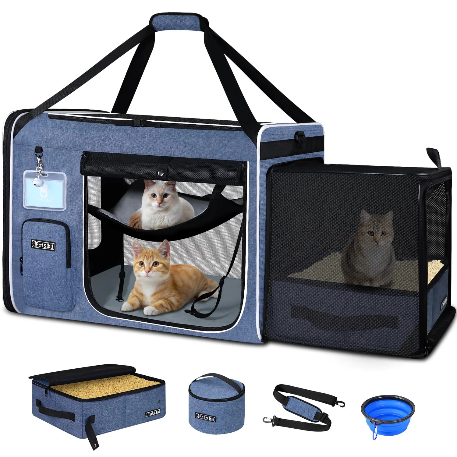 Convenient Petskd Side Expandable Extra Large Cat Carrier with Litter Box 24x17x17 Exceptional