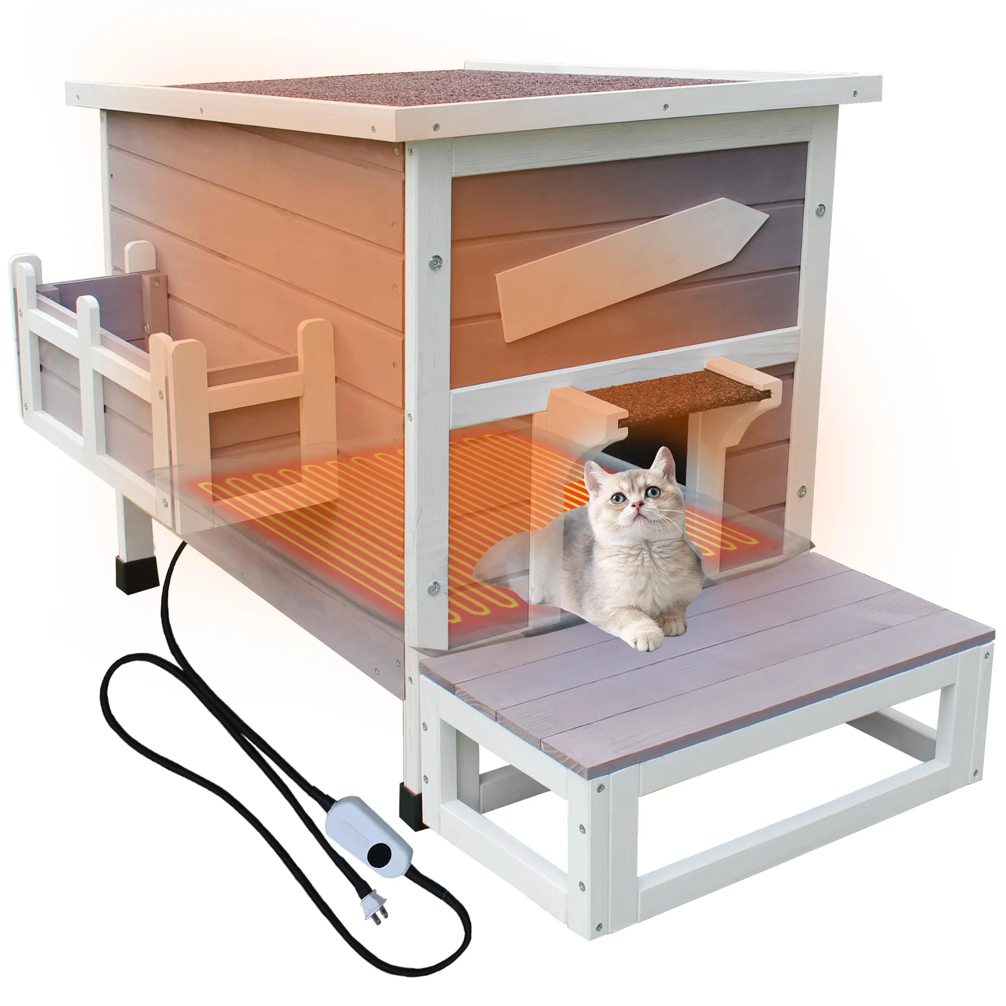 Exceptional Rockever Heated Cat House for Outside Cats – Large Weatherproof Shelter with Heating Pad and Escape Door Versatile