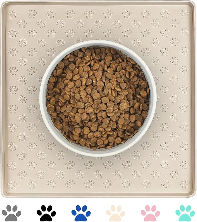 Artisan Ptlom Pet Placemat for Dog and Cat Waterproof Non-Slip Silicone Feeding Bowl Natural