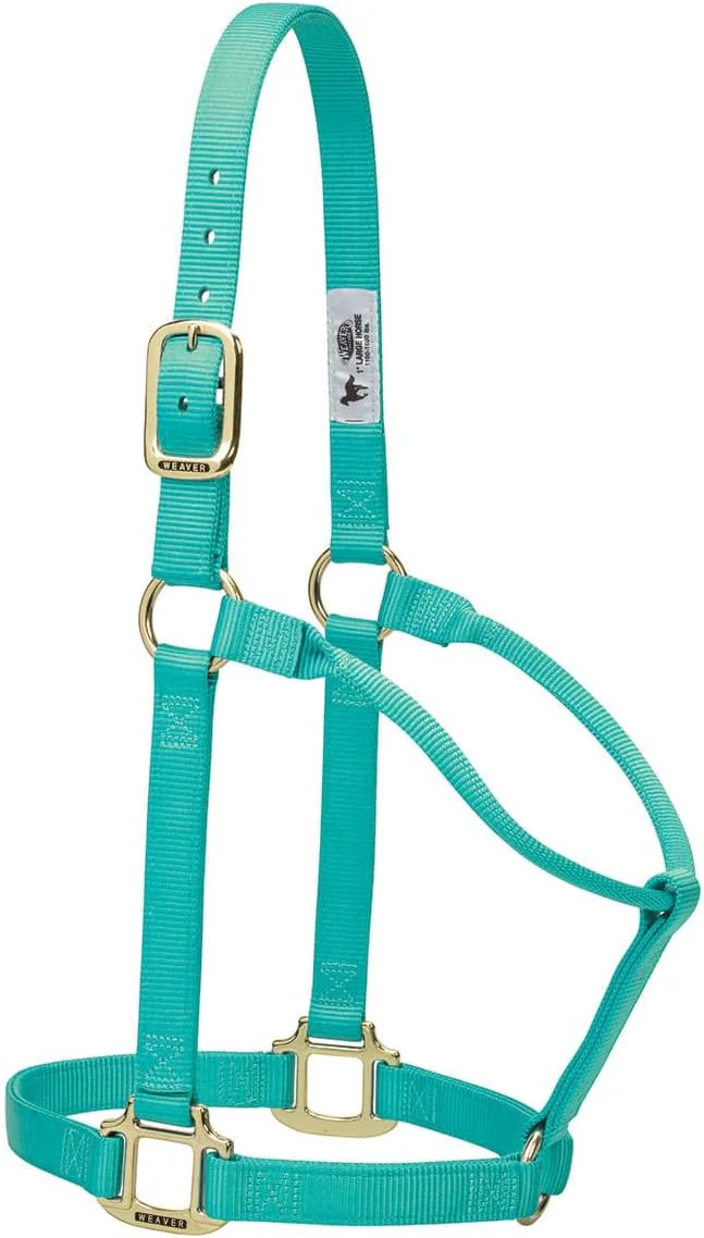 Fast Weaver Equine Nylon Horse Halter Triple-Ply Cheek Design Non Adjustable Halters for Horses Equine Tack Average Size Black Flexible