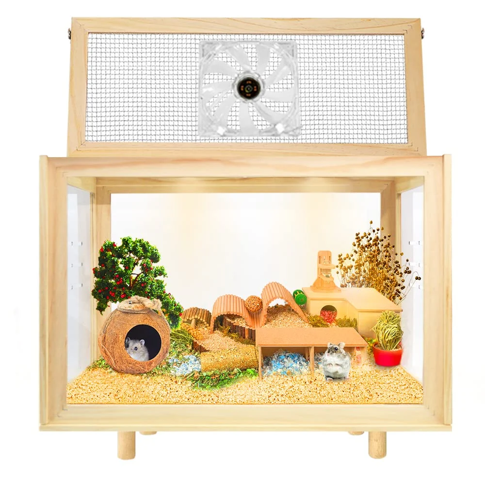 Powerful PEJOYT Large Hamster Cage – Wooden Habitat with Ventilated Airflow Waterproof Bottom FSC- Optimized