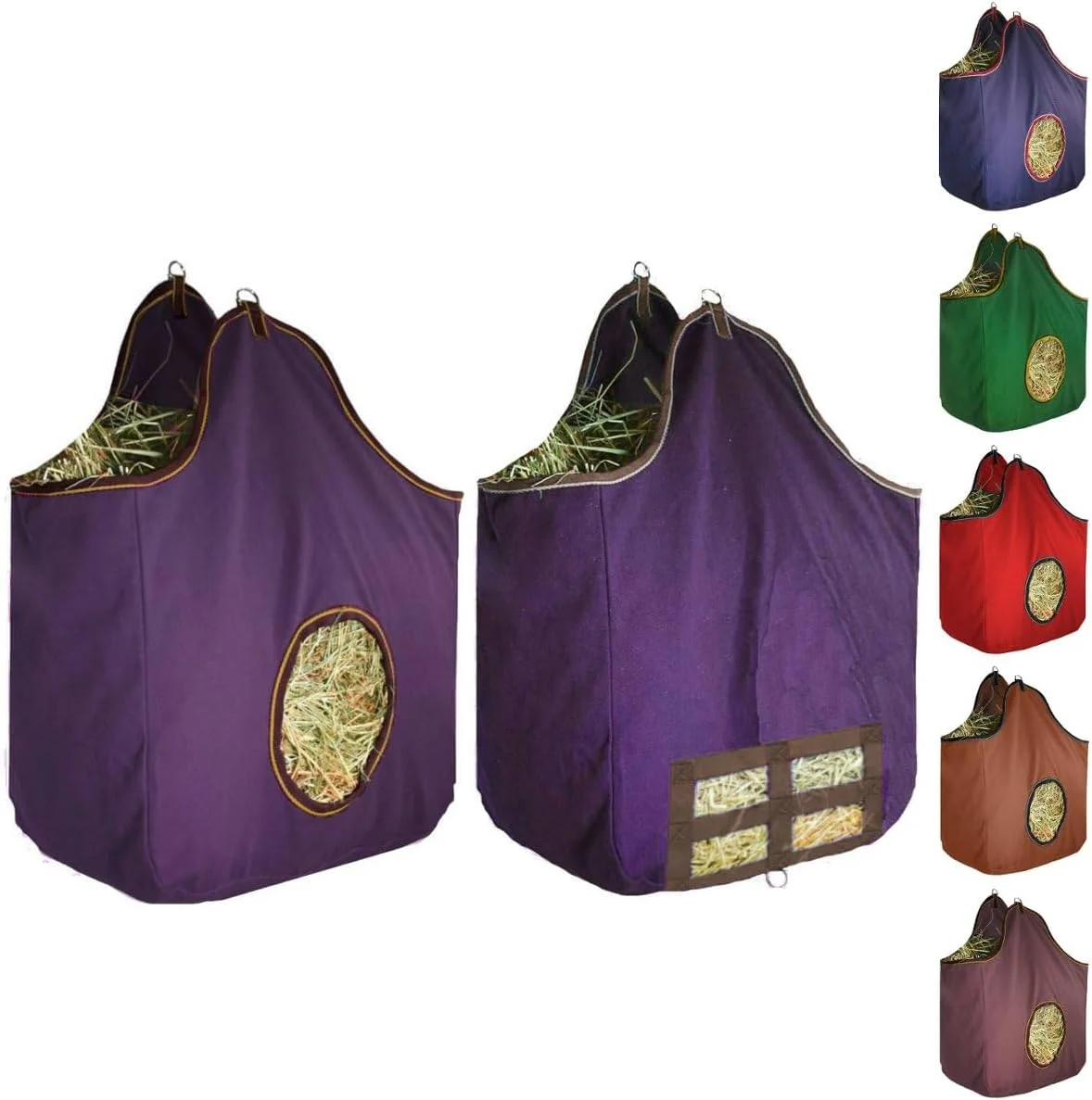 Outstanding Derby s Large 24 OZ Canvas Horse Hay Bag 2 Sided Combo Design X Wide Gusset and 6 Month Warranty Refined