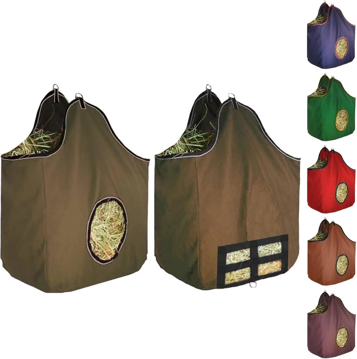 Original Derby s Large 24 OZ Canvas Horse Hay Bag 2 Sided Combo Design X Wide Gusset and 6 Month Warranty Specialty