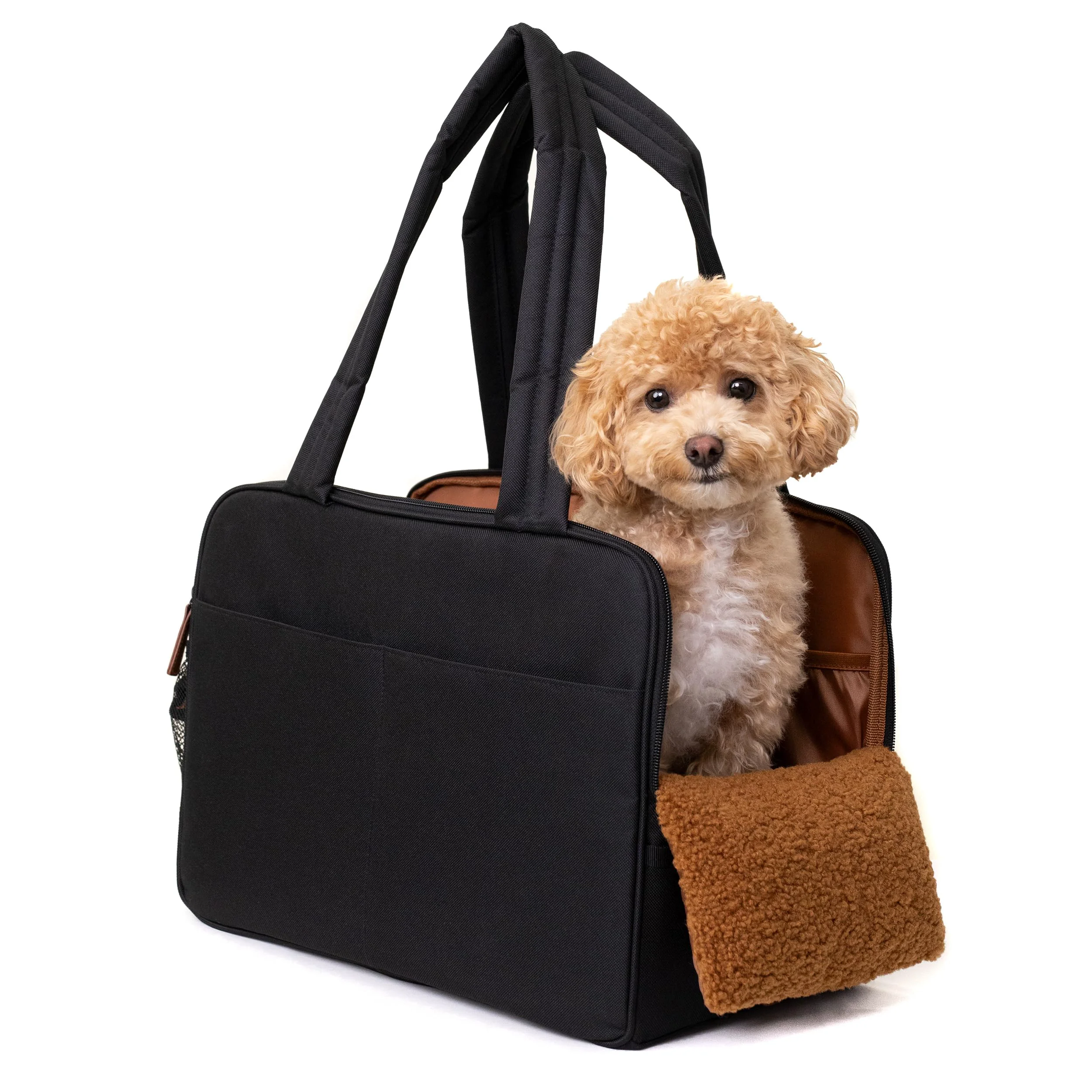 Convenient Wagfur Black Dog Purse Carrier for Small Dogs - Cotton-Padded Interior Pockets Sustainable