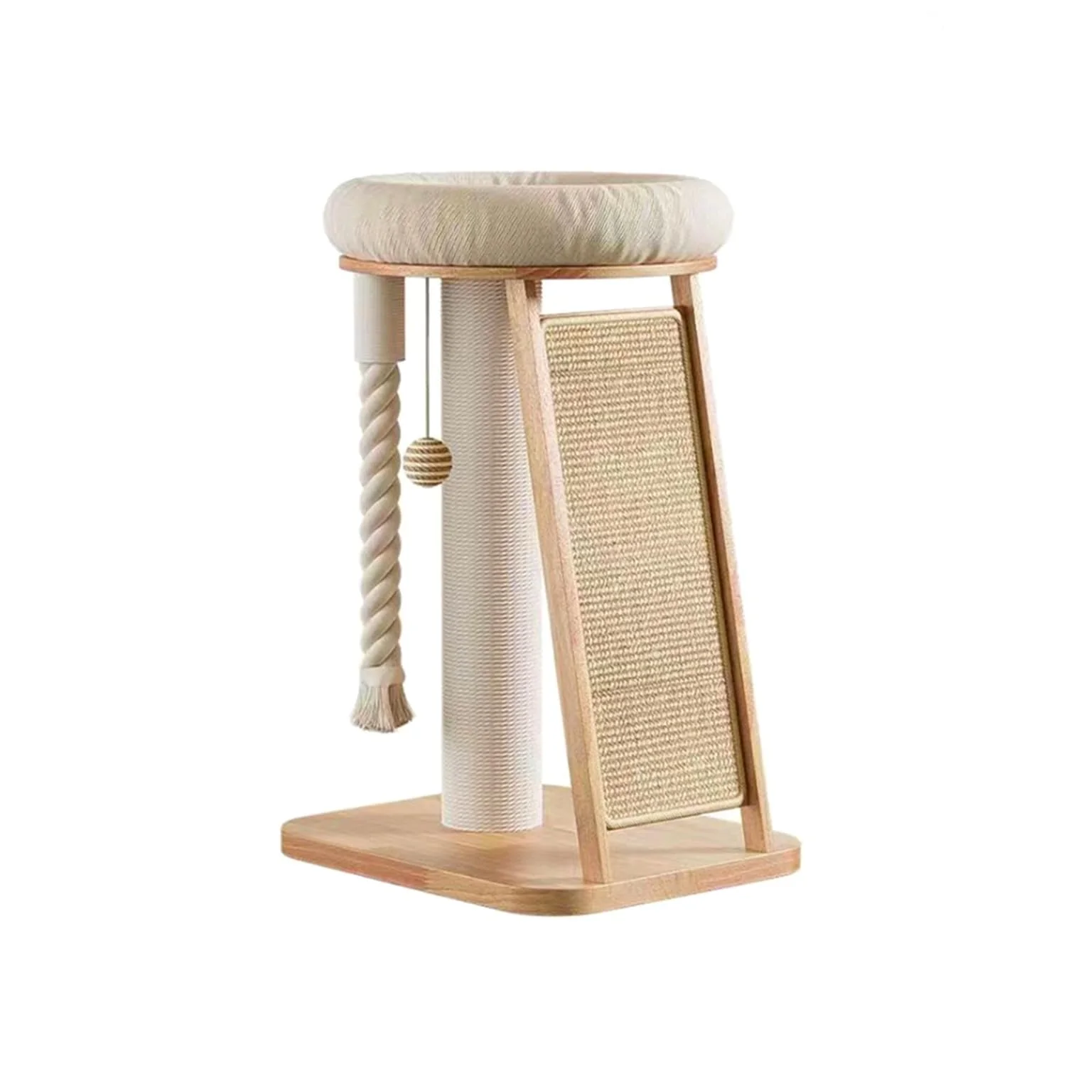SHENGOCASE Modern Natural Wood Cat Tree Tower – Perch Scratcher Toys Expertly Made