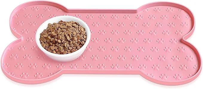 User-Friendly Dog Food Mat Anti-Slip Silicone Dog Bowl Mat Thicker Pet Placemat Waterproof Safe