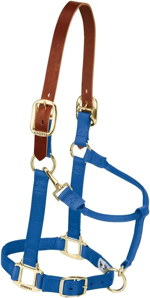 Excellent Weaver Equine Breakaway Horse Halter Supple Leather Crown Adjustable Chin Throat Snap Halters for Horses Equine Tack Official