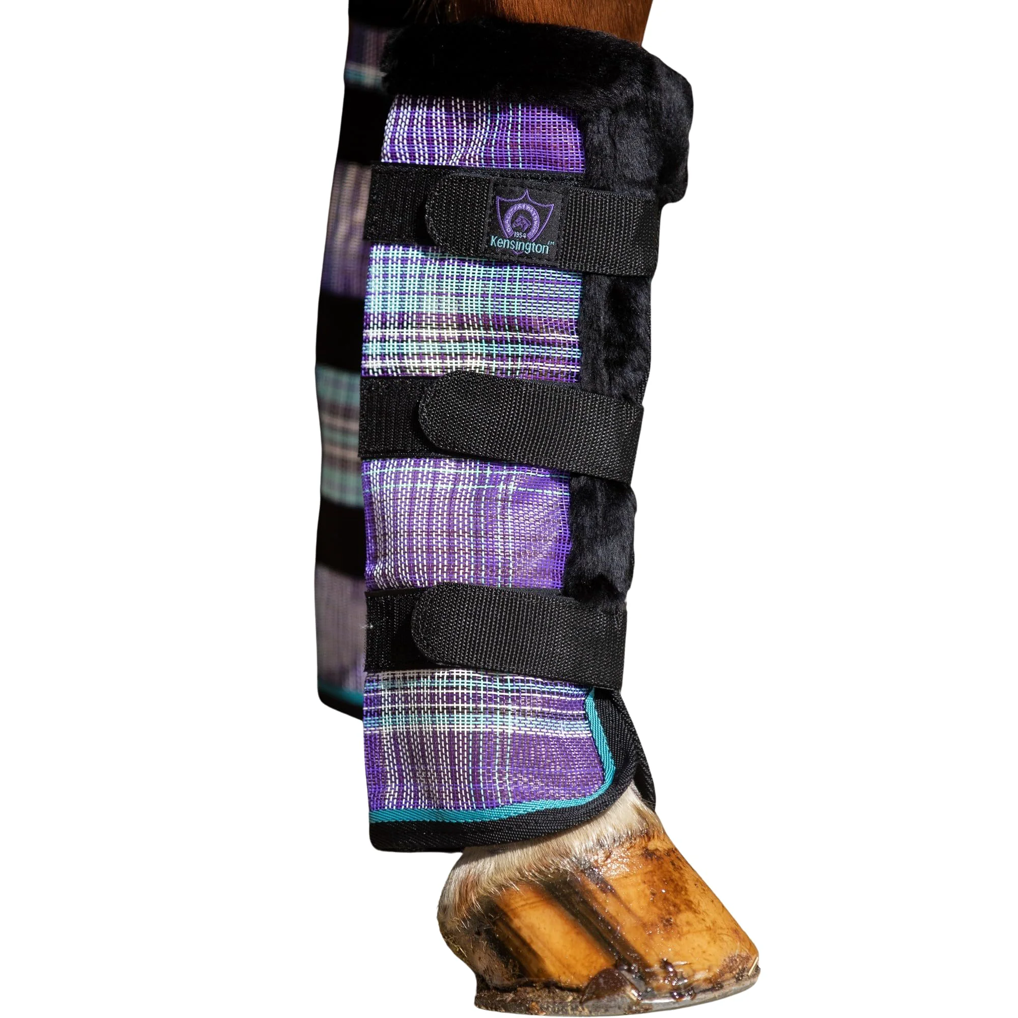 Outstanding Kensington Horse Fly Boots – Fleece Trimmed Stay-Up Tech UV Protection Medium Lavender Mint Natural