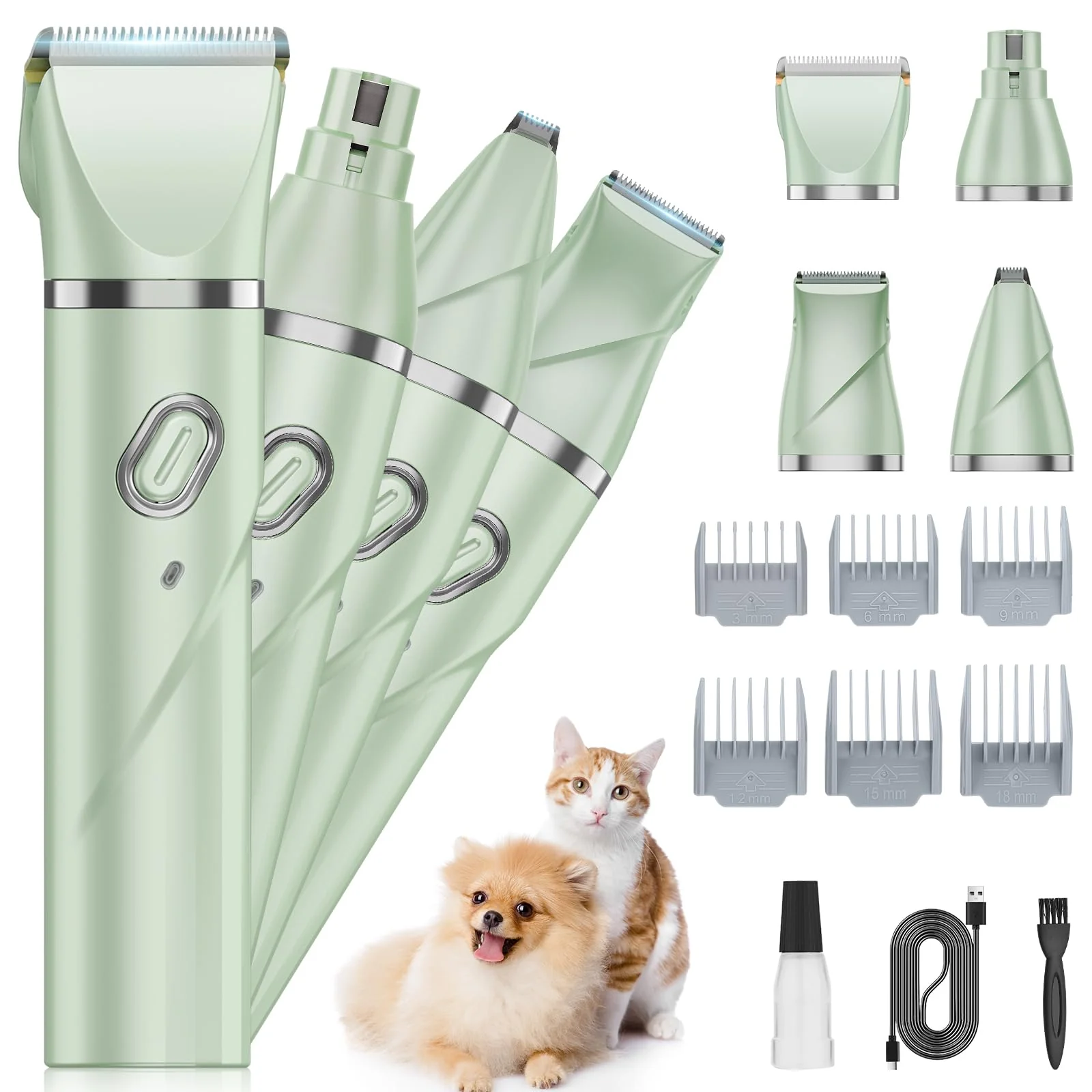 Dependable QREEYX Upgrade Dog Grooming Kit – 4-in-1 Cordless Grooming Low Noise 2-Speed Convenient
