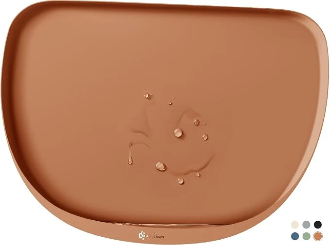 Carefully Designed DownyPaws Dog Food Mats for Floors Waterproof BPA Silicone Dog Bowl Mat Organic