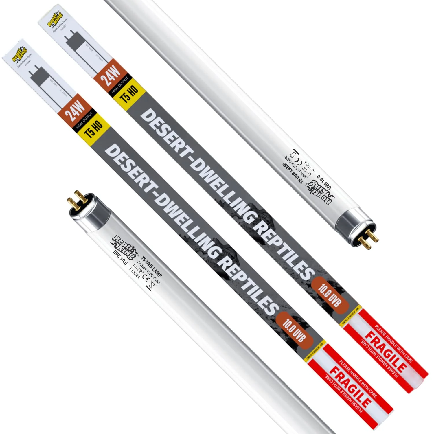 Effective ReptiKing T5 UVB Tube 24W 10.0 - 2-Pack for Desert Reptiles Bearded Dragons 22in Durable
