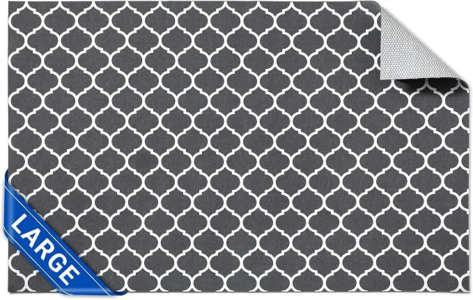 Certified Cooyes Large Dog Food Mat 17.5 ×36 Ultra-Absorbent Dog Bowl Mat Traditional