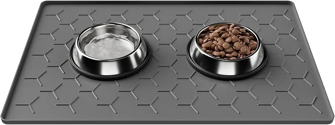 Professional Pieviev 24''x16'' Dog Cat Food Bowl Mat Silicone Waterproof Food Grade Pet Outstanding