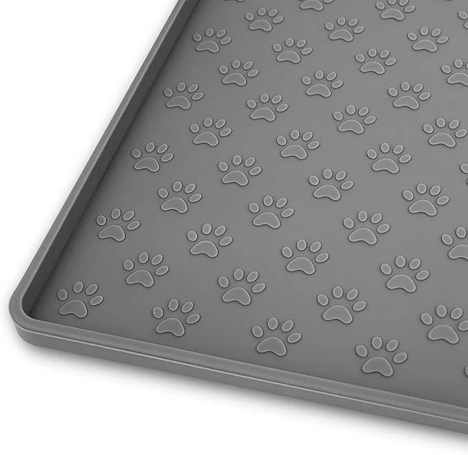 Elegant Ptlom Grey Pet Placemat for Dog and Cat Waterproof Anti-Slip Pet Feeding Bowl Authentic