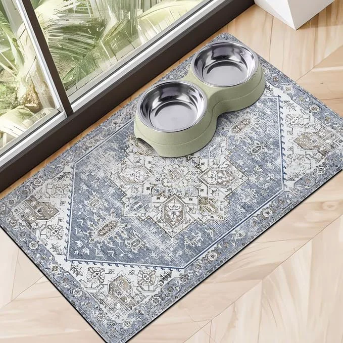 Artisan Dog Food Mats for Floors Absorbent Dog Bowl Mat for Food and Water Dispenser Smart