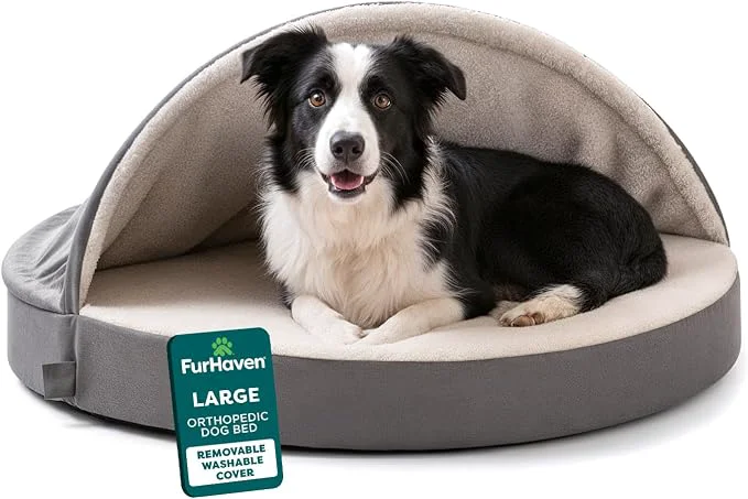Unique FurHaven Round Orthopedic Dog Bed Prestigious