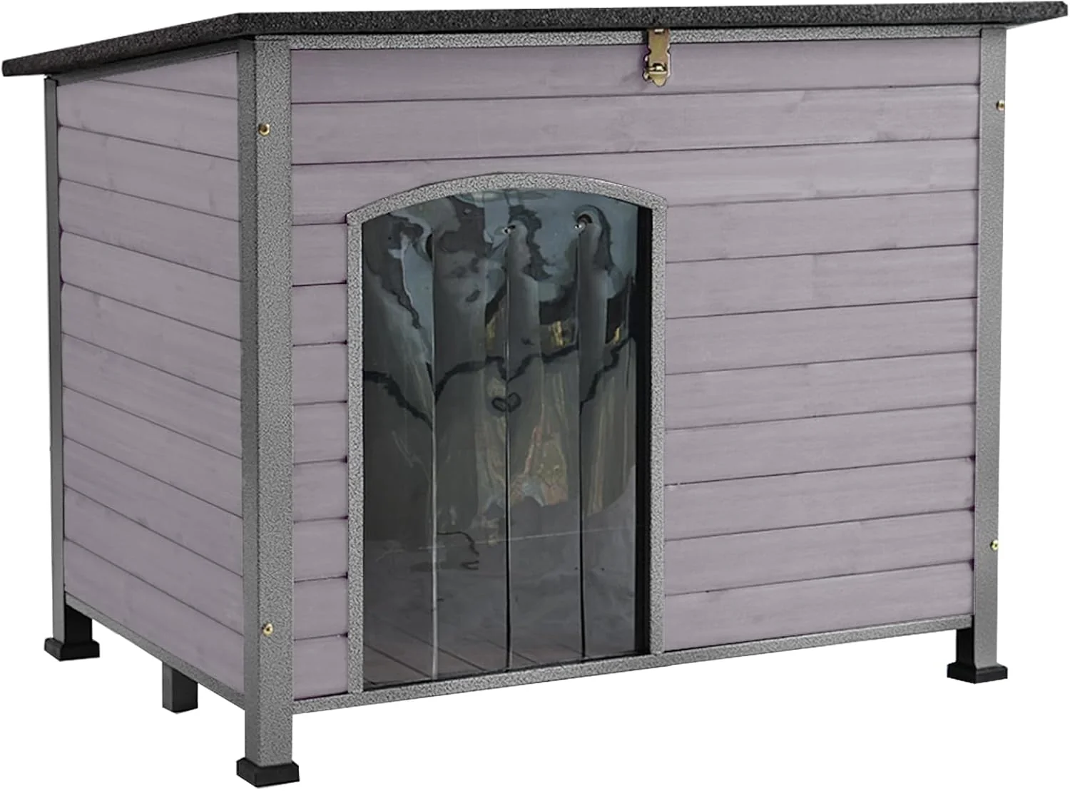 Verified Aivituvin Large Dog House Outdoor Indoor Weatherproof Dog House for Small Medium Large Dogs with Unique All-Around Iron Frame＆Raised Feet（Grey） Reliable