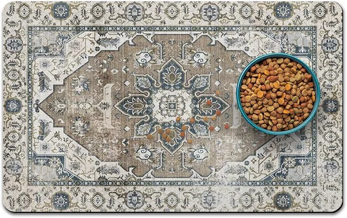 Practical Dog Food Mats for Floors Absorbent and Quick-Drying Pet Cat Food Mat Reusable