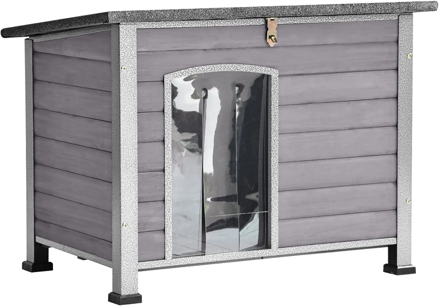 Advanced Aivituvin Dog House Outdoor Indoor Weatherproof Dog House for Small Medium Large Dogs with Unique All-Around Iron Frame＆Raised Feet（Grey） Fast