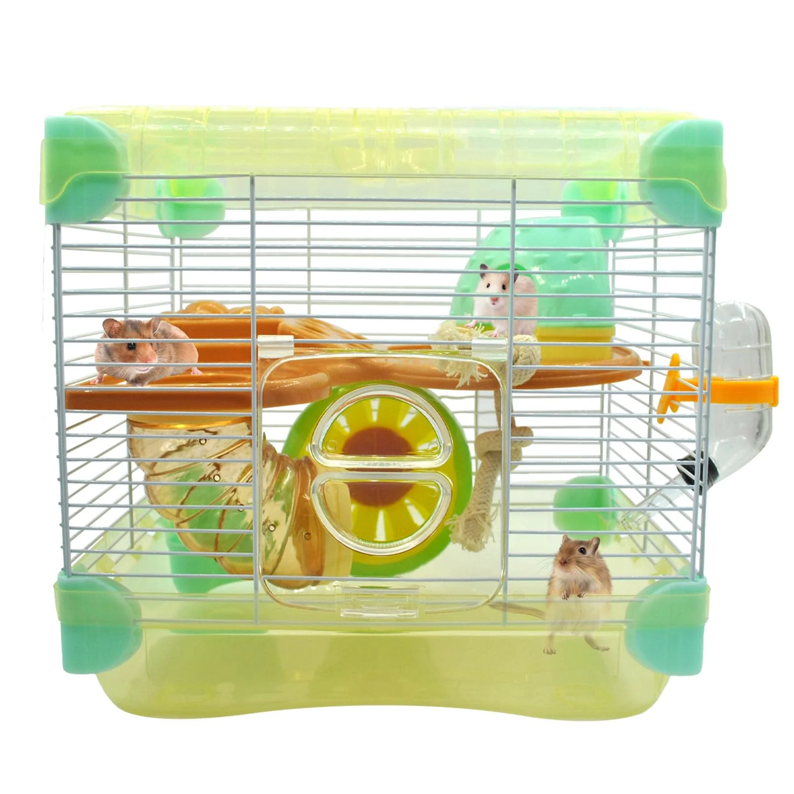 Functional MUYG 2-Layer Hamster Cage with Tubes – Double-Level Small Pet Habitat Yellow Trusted