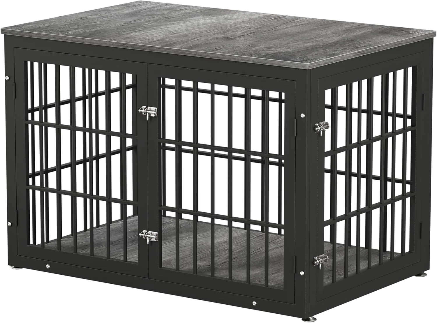 Fast 48 Inch Heavy Duty Dog Crate Furniture for Large Dogs Decorative Pet House End Table Extra Large Wooden Cage Kennel Furniture Indoor Black and Gray Unique