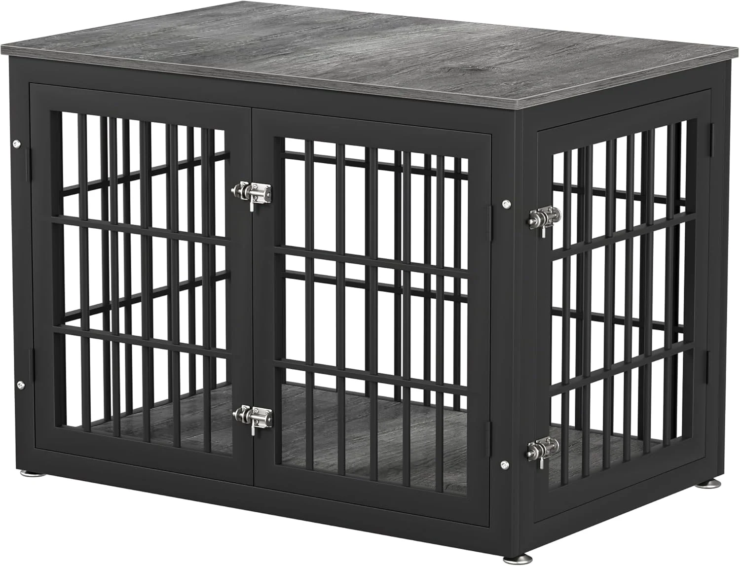 Unique 38 Inch Heavy Duty Dog Crate Furniture for Large and Medium Dogs Decorative Pet House End Table Wooden Cage Kennel Furniture Indoor Gray Fast