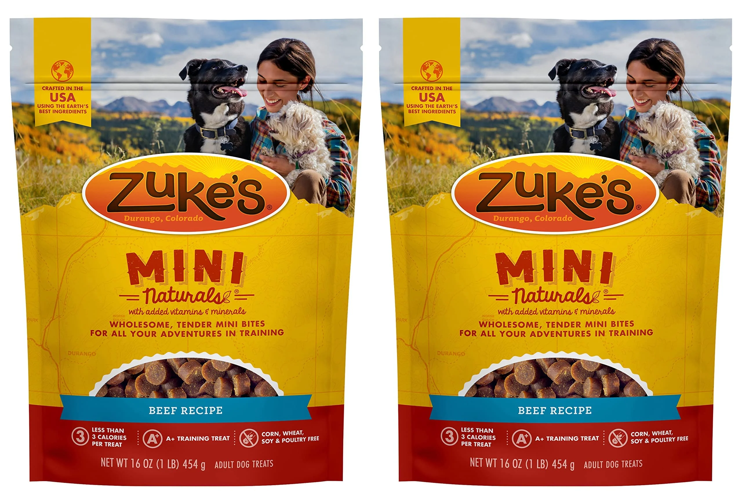 High-Performance Zuke's Mini Naturals Beef Recipe Training Treats for Dogs - Soft Chewy Low-Calorie Rewards 16 oz Pack of 2 Consistent