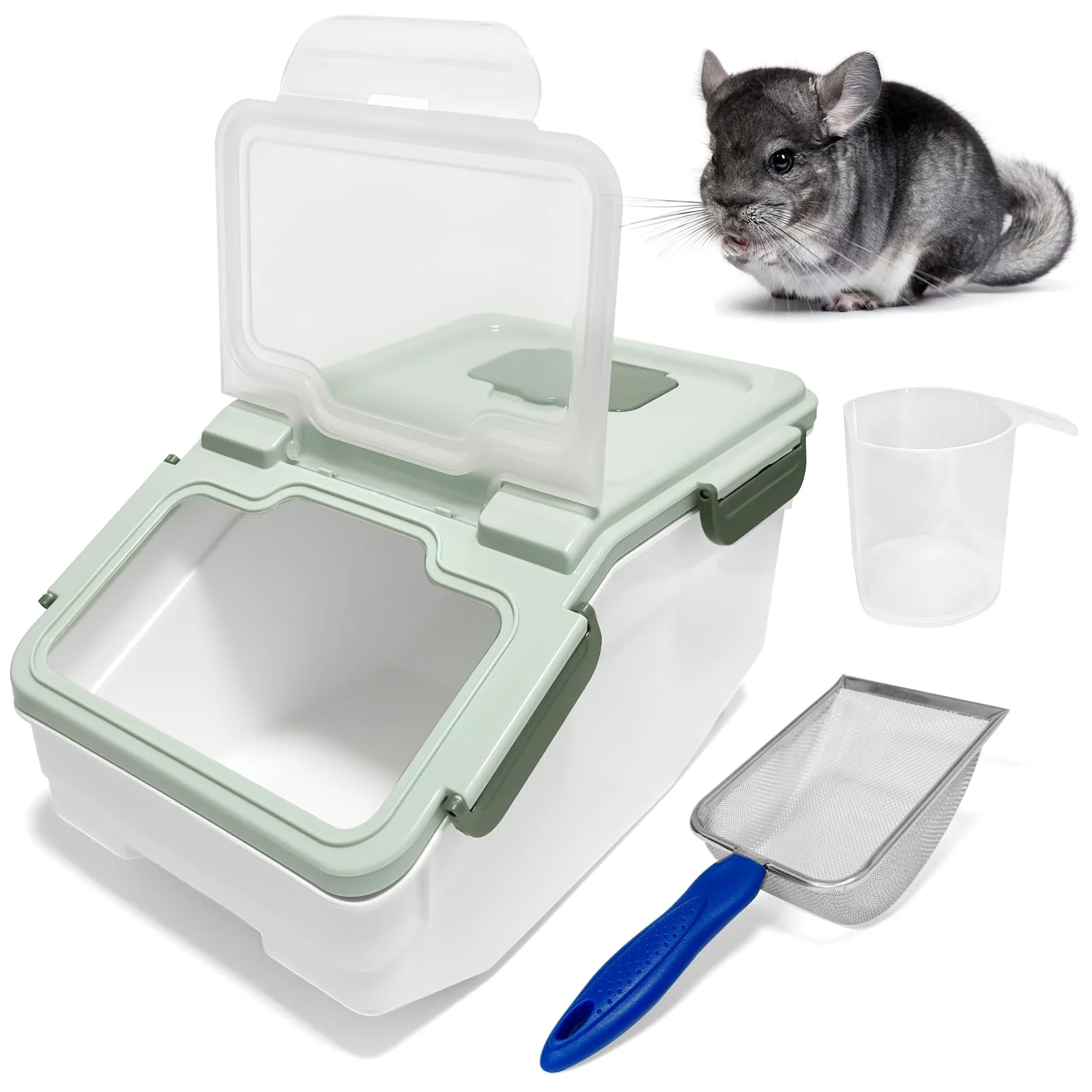 Durable Arfubye Large Chinchilla Sand Bath Kit – Dust Bath House with Sand Cup Shovel Green Dependable
