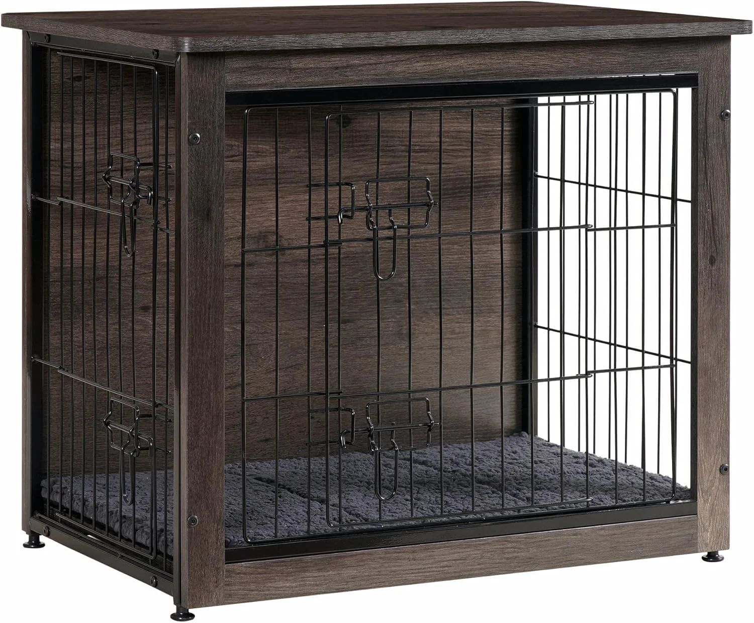 User-Friendly DWANTON Dog Crate Furniture with Cushion Wooden Kennel Table with Double Doors Indoor Dog House Small Medium Large Extra Large Size 27.2 L Dark Gray Eco-Friendly