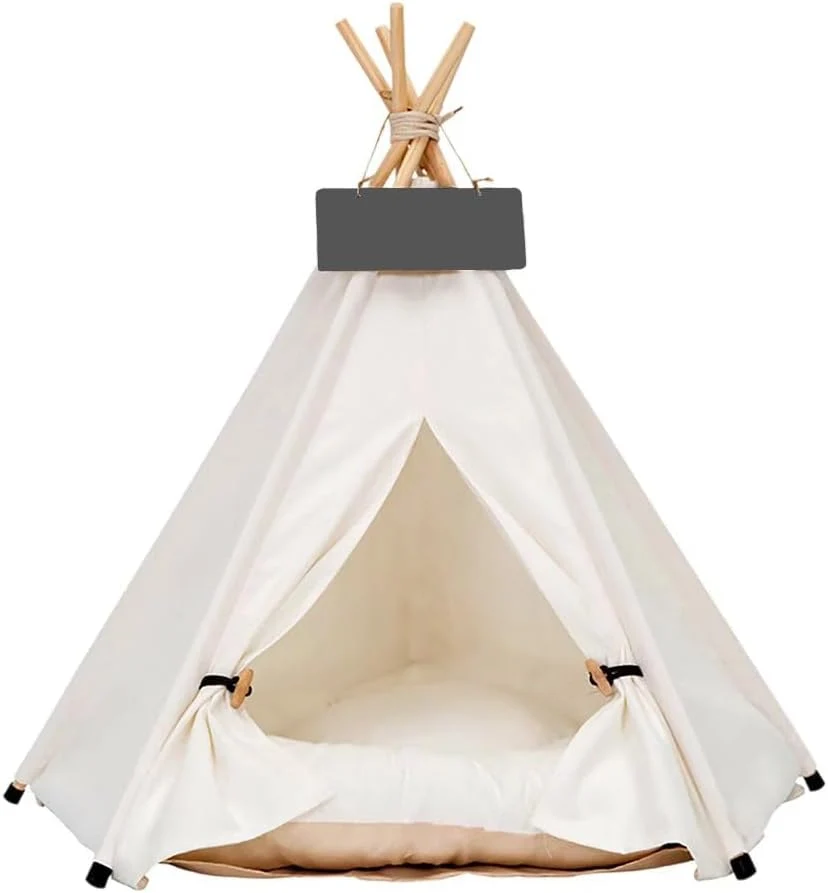Expertly Made Pet Teepee Dog Puppy Cat Tents Tipi Bed Portable Houses with Thick Cushion for Pets Up to 15lbs Innovative