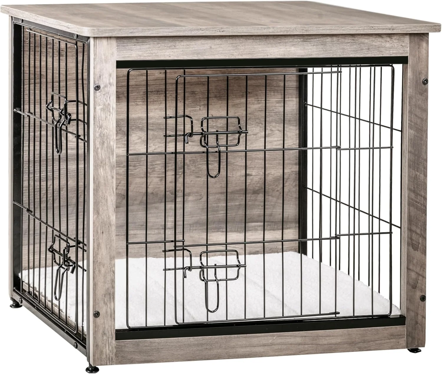 Traditional DWANTON Dog Crate Furniture with Cushion Wooden Kennel Table with Double Doors Indoor Dog House Small Medium Large Extra Large Size 27.2 L Greige Proven