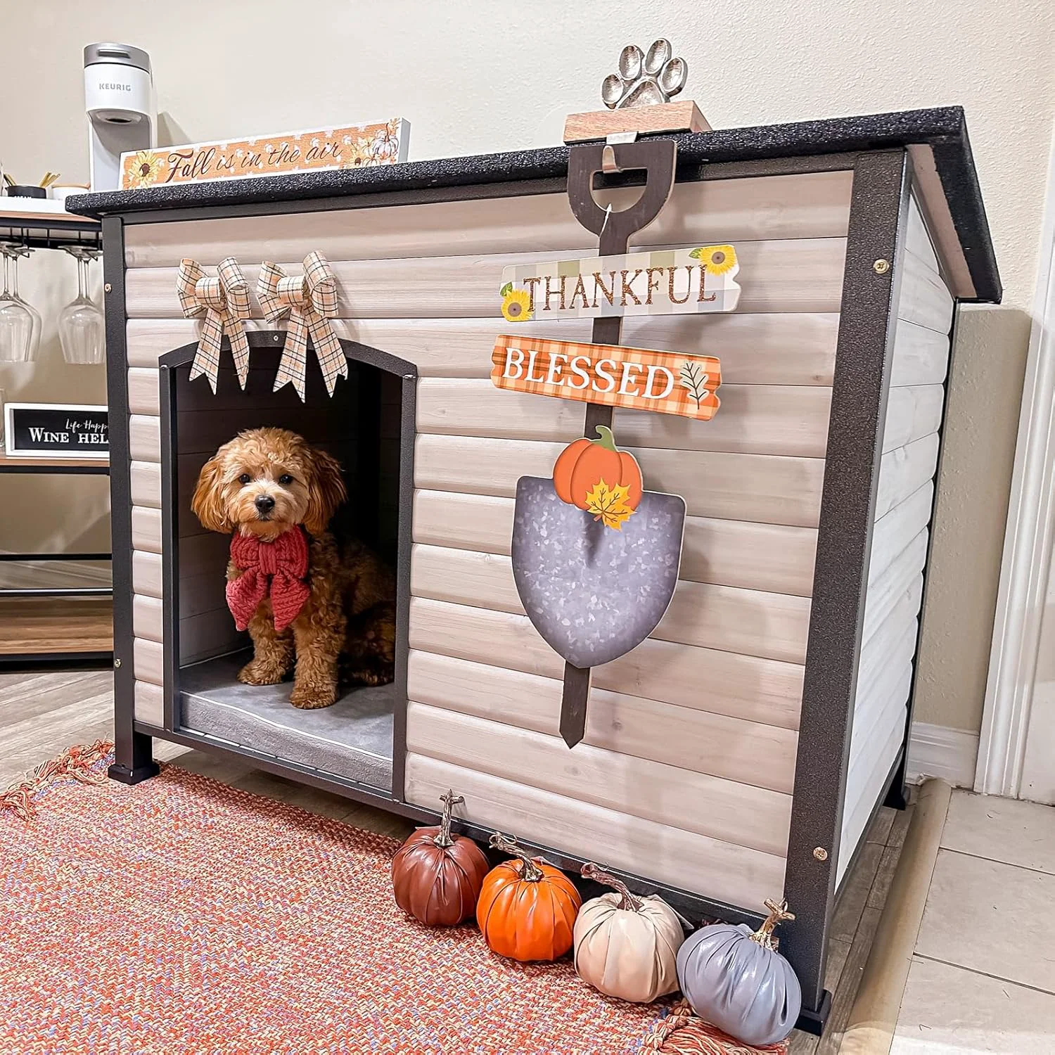 Classic Aivituvin Large Dog House Outdoor Indoor Weatherproof Dog House for Small Medium Large Dogs with Unique All-Around Iron Frame＆Raised Feet（White） Pure