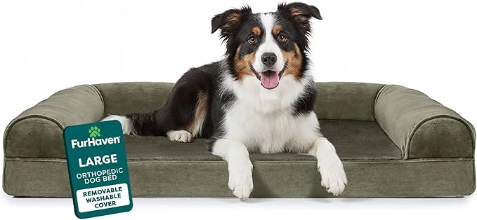 Casual Furhaven Orthopedic Dog Bed for Large Medium Dogs w Removable Bolsters Authentic
