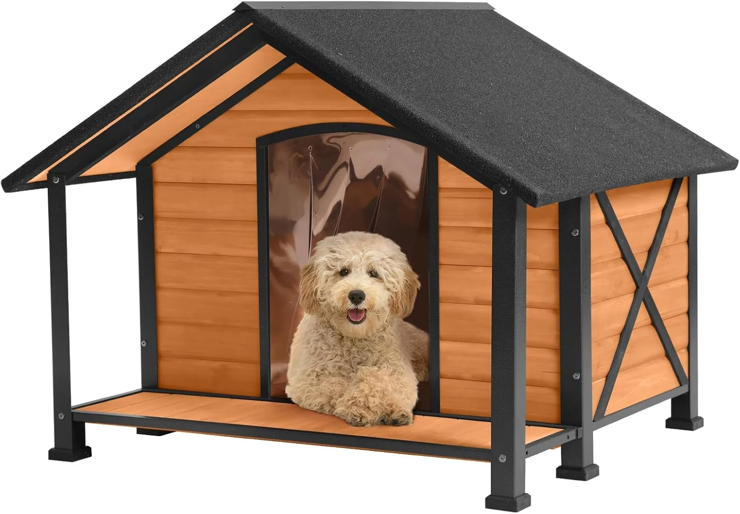 Carefully Designed Dog House Outdoor Indoor Dog Kennel for Winter Insulated Puppy Shelter for Small Medium Large Dogs Unique All-Around Iron Frame Medium Casual