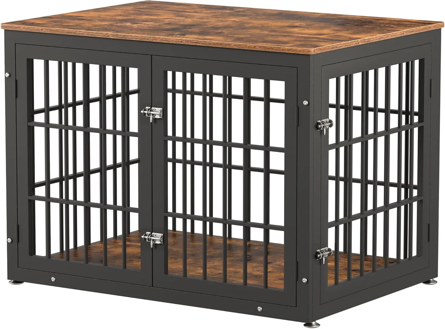 Crafted 42 Inch Heavy Duty Dog Crate Furniture for Large and Medium Dogs Decorative Pet House End Table Wooden Cage Kennel Furniture Indoor Rustic Brown High-Quality