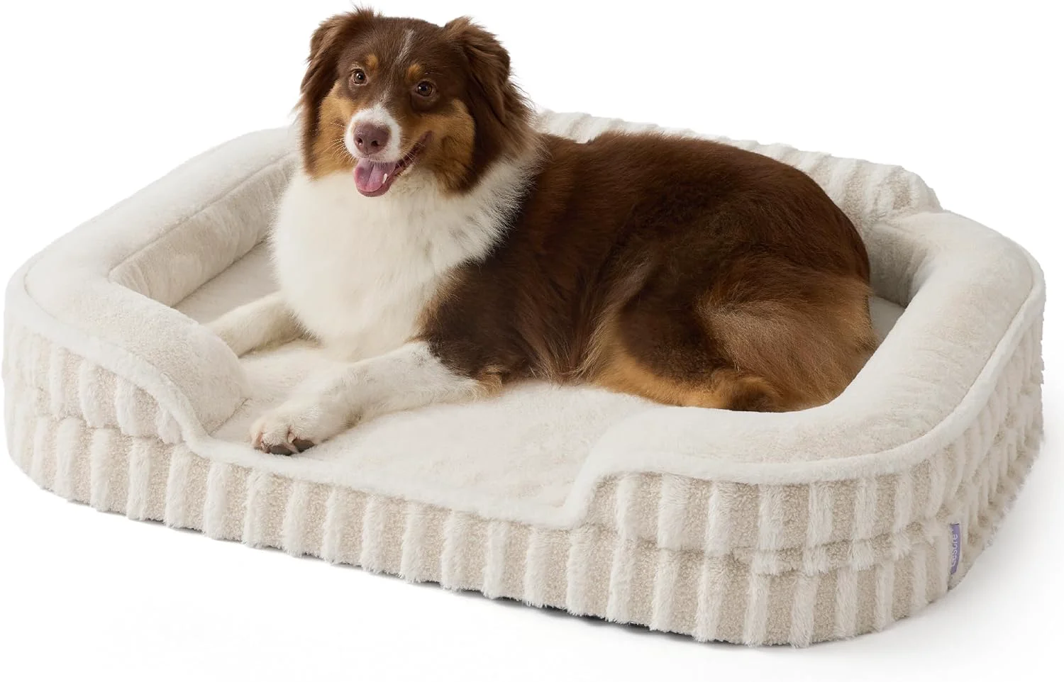 Trusted LE SURE Cute Dog Beds Large Sized Dog Orthopedic Waterproof Large Pet Bed with Sides Non-Slip Bottom and Egg-Crate Foam Pet Couch Sofa with Washable Removable Cover Beige Luxury