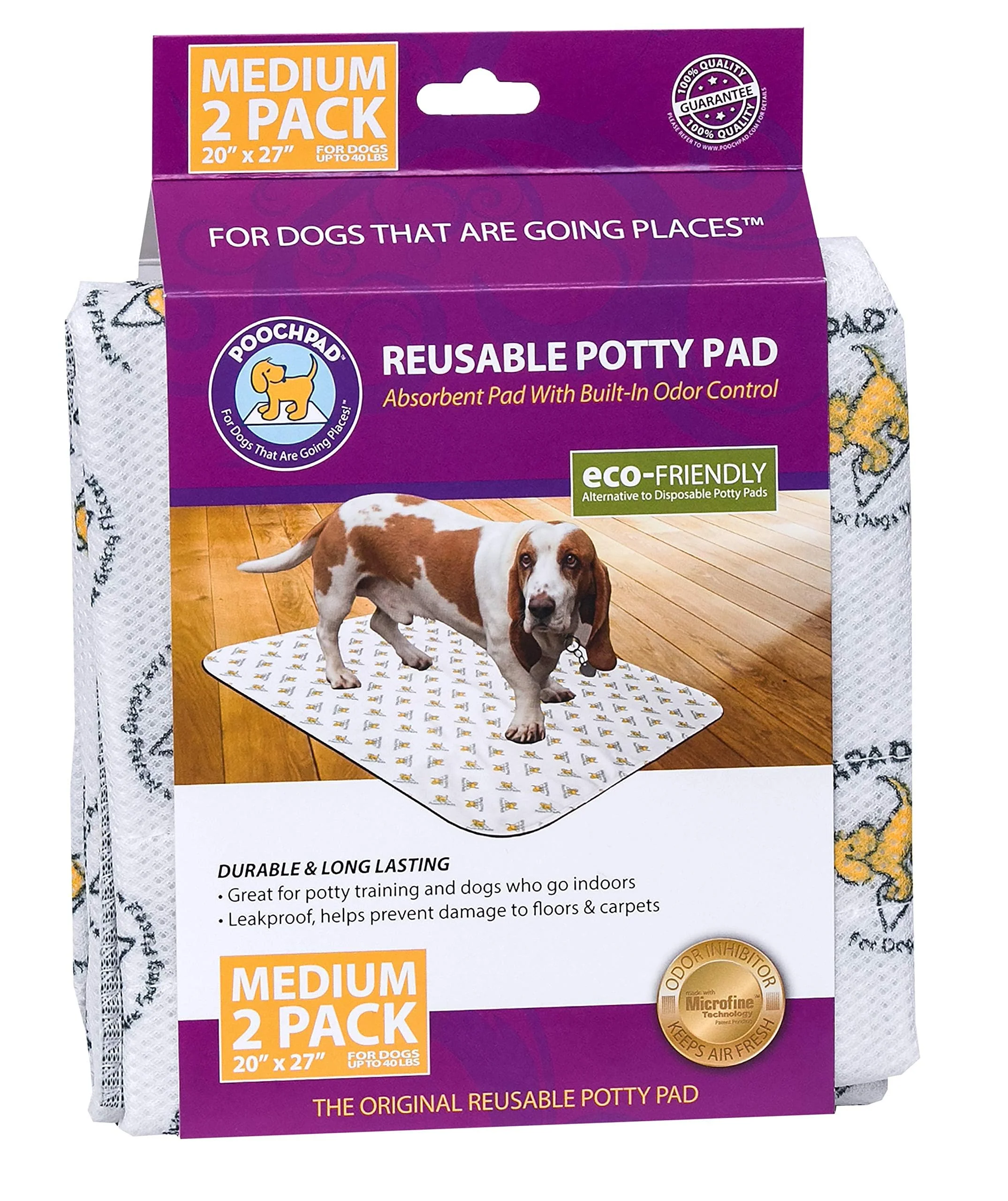 Minimalist PoochPad Washable Potty Pad – Medium 2-Pack Leakproof Odor-Control Reusable Training Pads Detailed