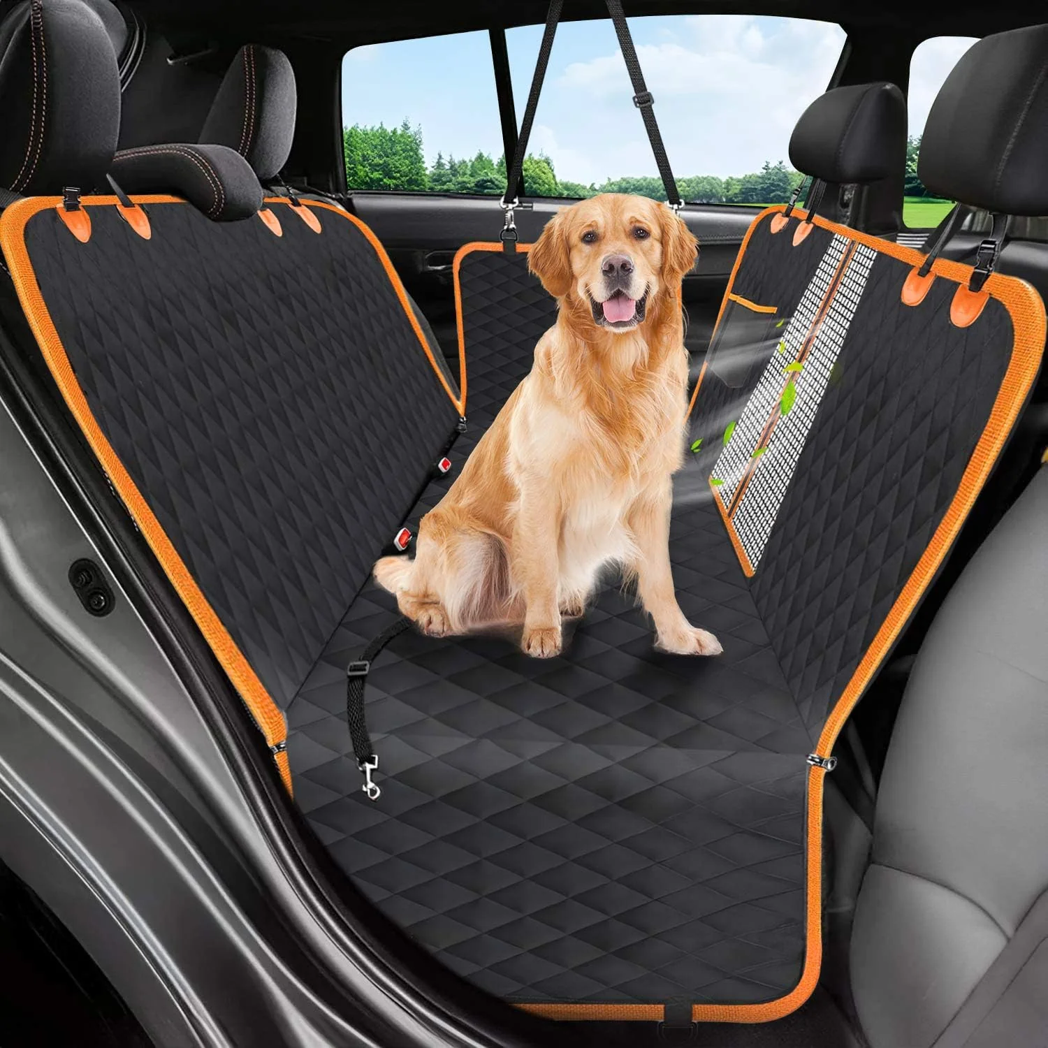 Organic Victoper Dog Car Seat Cover — 600D Waterproof Nonslip Back Seat Hammock with Side Flap Breathable